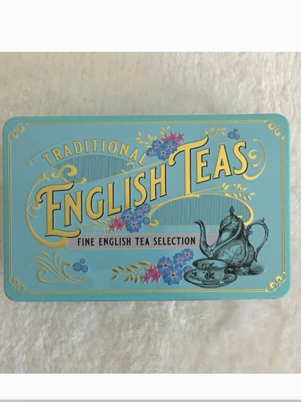 Traditional English Teas Vintage Victorian Tin 72 Bags 7.5 x 5 Tin
